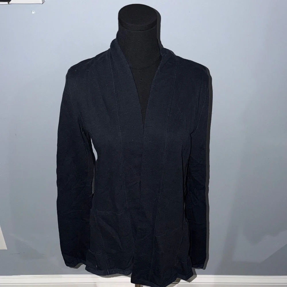 Anthropologie Black Ruffled Open Front Cardigan